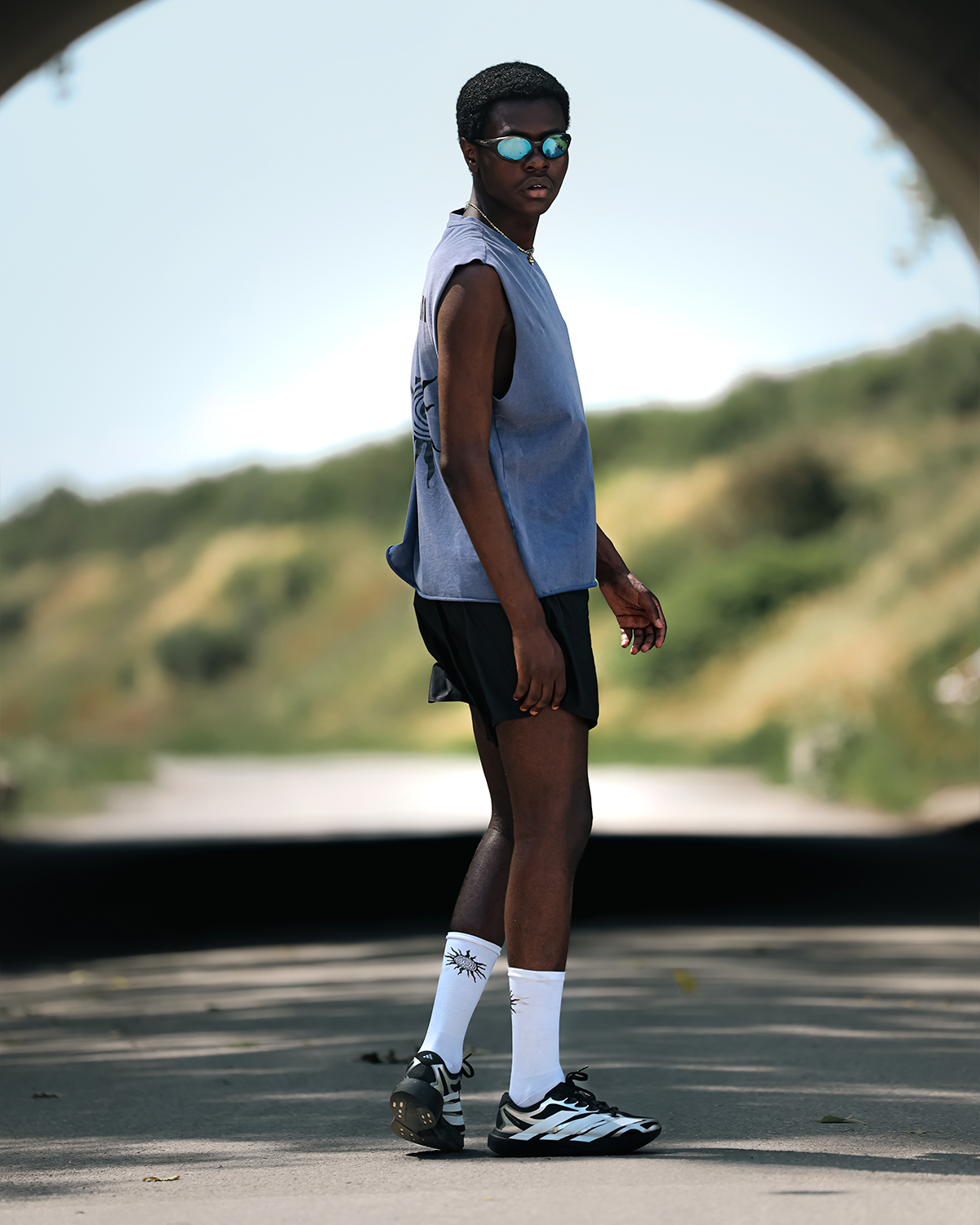 Muscle Tee  Washed Blue